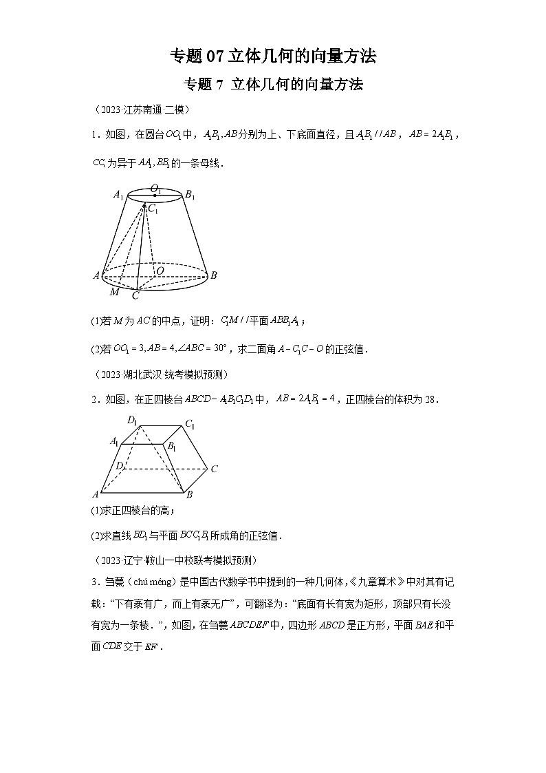 专题07立体几何的向量方法-学生版第1页