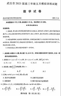武汉市2023届高三年级五月份调考数学试卷（附答案）