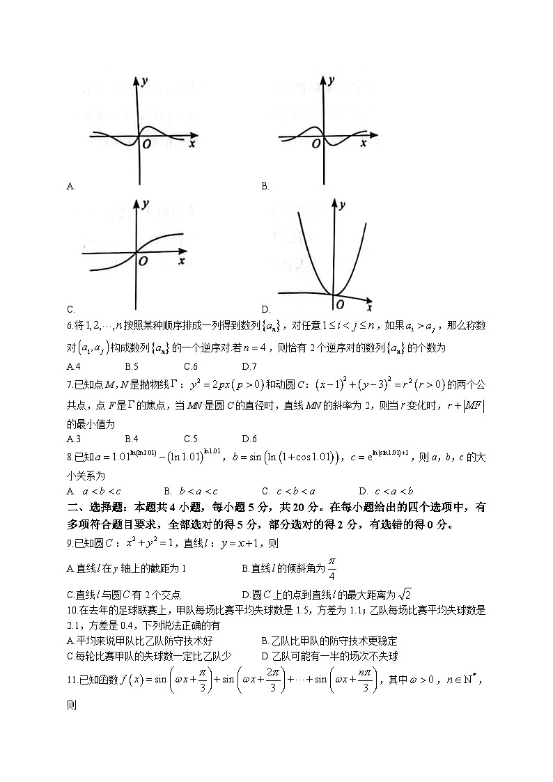 湖北省武汉市2023届高三5月模拟训练数学试题第2页