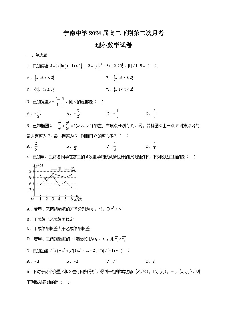 四川省凉山州宁南中学2022-2023学年高二下学期第二次月考理科数学试题及答案第1页
