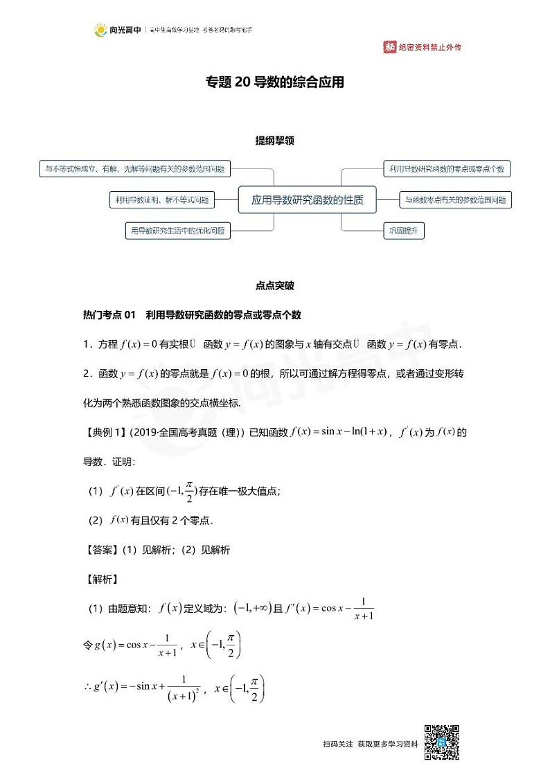 专题20 知识点 导数的综合应用第1页