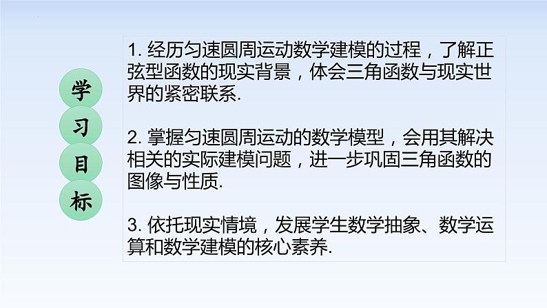 5.6.1匀速圆周运动的数学模型 课件-高中数学人教A版（2019）必修第一册第2页