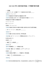 2022-2023学年上海市实验学校高二下学期期中数学试题含解析
