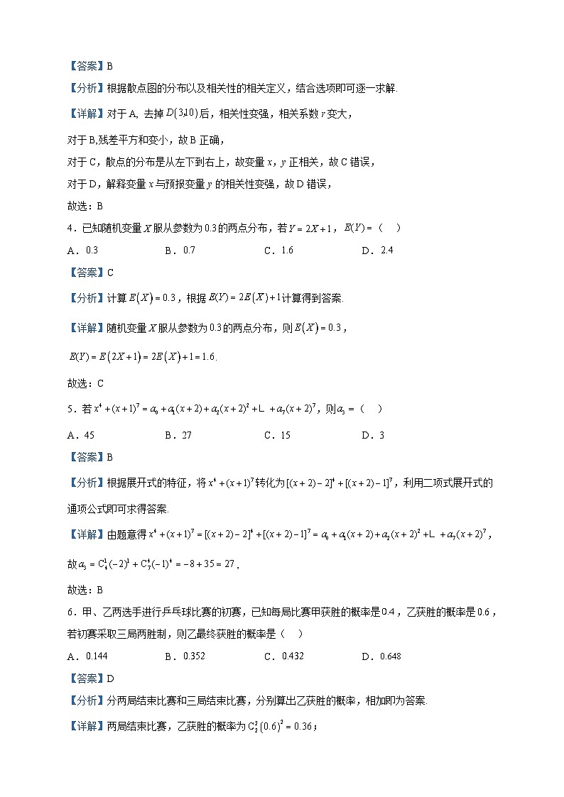 2022-2023学年山东省滨州市六校联考高二下学期期中质量监测数学试题含解析02