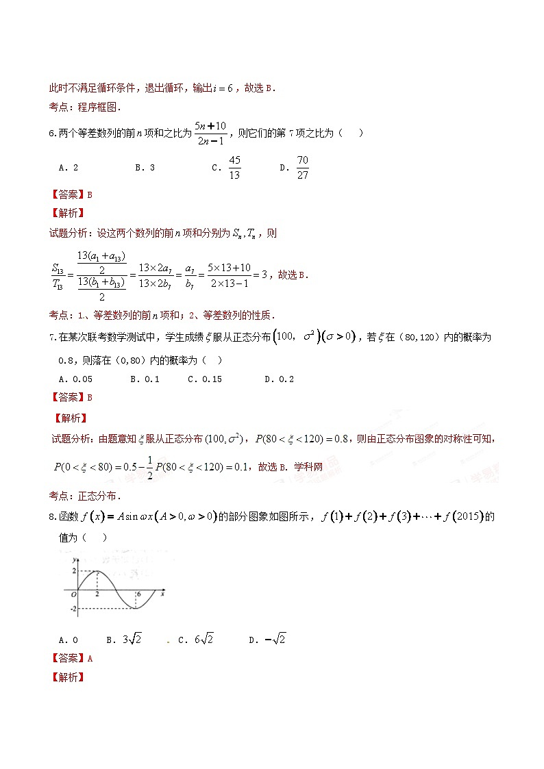 精品解析：【全国百强校首发】河北省衡水中学2016届高三下学期第二次调研考试理数试题解析（解析版）第3页