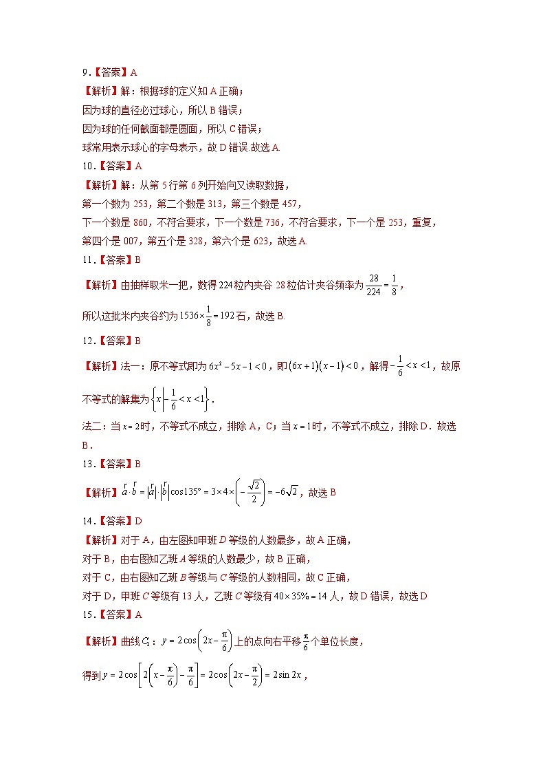 2022年12月山东省普通高中学业水平合格性考试数学模拟卷04（参考答案）第2页