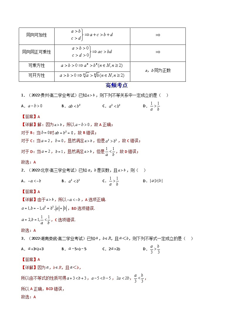 02第二章 一元二次函数、方程和不等式——2023年高中数学学业水平考试专项精讲+测试（人教A版2019，新教材地区）02