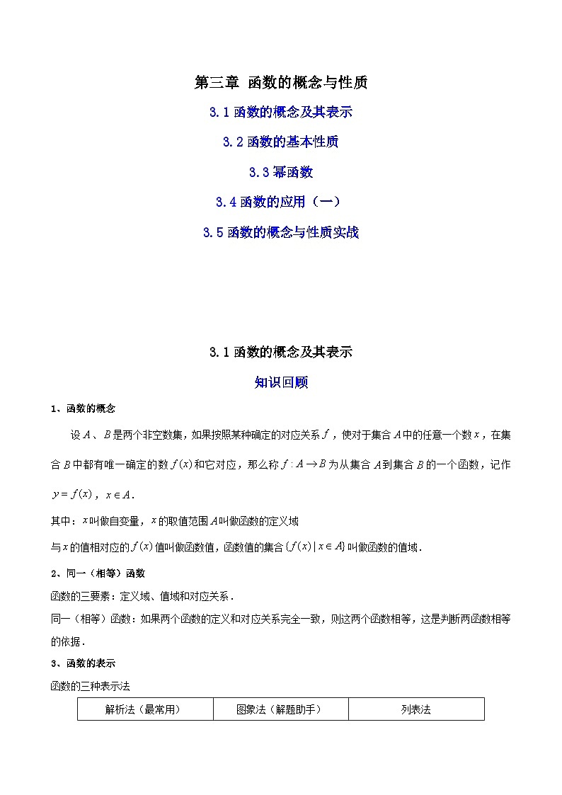 03第三章 函数的概念与性质——2023年高中数学学业水平考试专项精讲+测试（人教A版2019，新教材地区）01