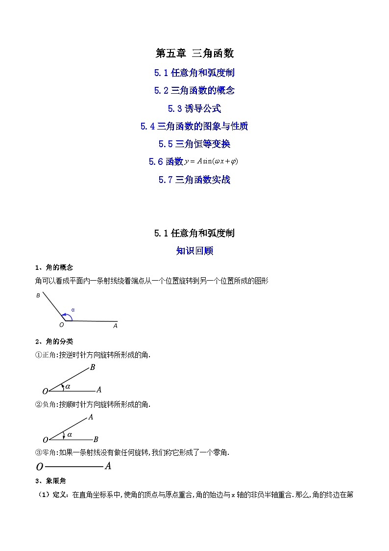 05第五章 三角函数——2023年高中数学学业水平考试专项精讲+测试（人教A版2019，新教材地区）01