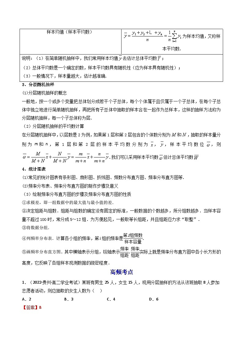 08第八章 统计——2023年高中数学学业水平考试专项精讲+测试（人教A版2019，新教材地区）02
