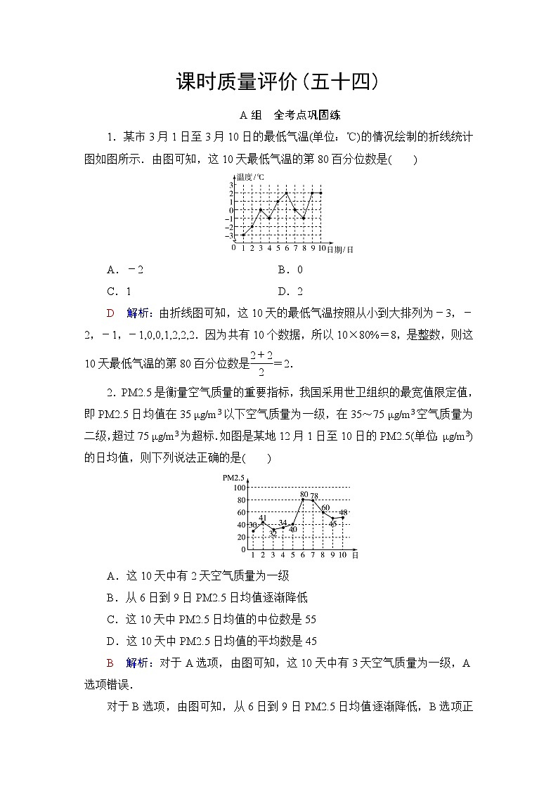 高考数学一轮复习课时质量评价54用样本估计总体含答案 试卷01