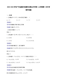 2022-2023学年广东省惠州市惠阳区第五中学高一上学期第一次月考数学试题（解析版）