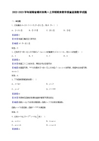 2022-2023学年湖南省郴州市高一上学期期末教学质量监测数学试题（解析版）