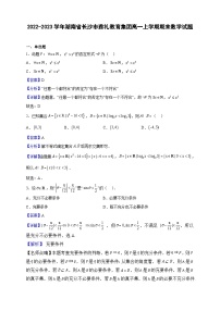2022-2023学年湖南省长沙市雅礼教育集团高一上学期期末数学试题（解析版）