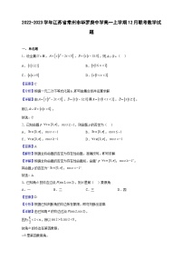 2022-2023学年江苏省常州市华罗庚中学高一上学期12月联考数学试题（解析版）
