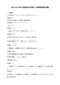 2022-2023学年上海市向东中学高一上学期期末数学试题（解析版）