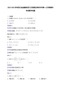 2022-2023学年四川省成都市四川天府新区华阳中学高一上学期期中考试数学试题（解析版）
