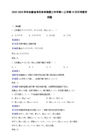 2022-2023学年安徽省阜阳市阜南第二中学高一上学期10月月考数学试题（解析版）