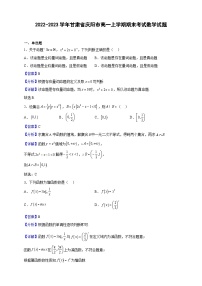 2022-2023学年甘肃省庆阳市高一上学期期末考试数学试题（解析版）