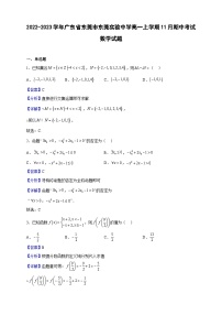 2022-2023学年广东省东莞市东莞实验中学高一上学期11月期中考试数学试题（解析版）