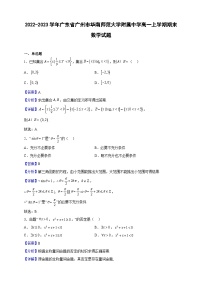 2022-2023学年广东省广州市华南师范大学附属中学高一上学期期末数学试题（解析版）