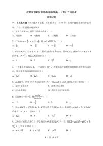 四川省成都东部新区养马高级中学2022-2023学年高一下学期5月月考数学试题