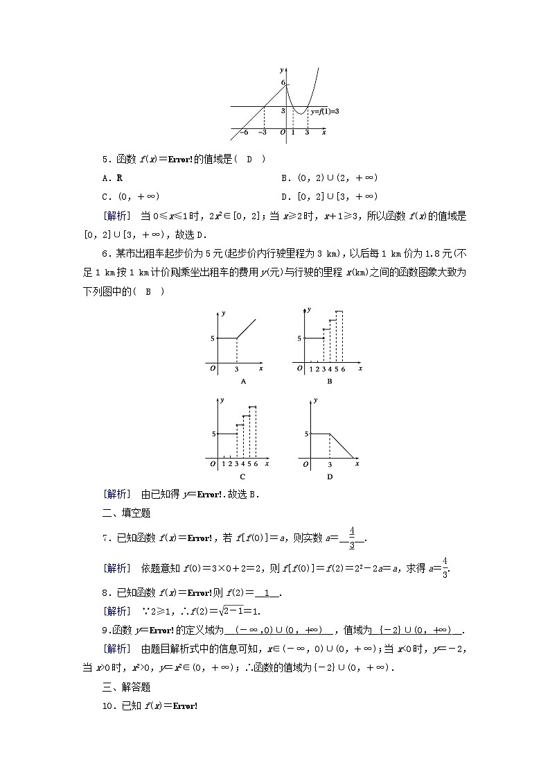 新教材2023年高中数学第3章函数的概念与性质3.1函数的概念及其表示3.1.2函数的表示法第2课时分段函数素养作业新人教A版必修第一册第2页