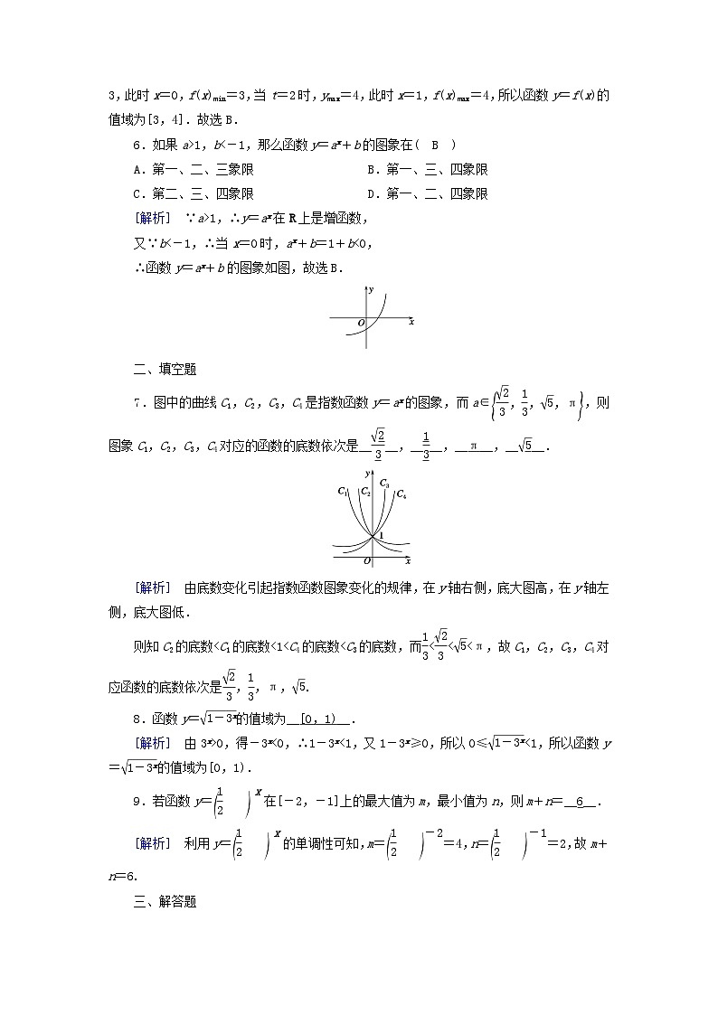 新教材2023年高中数学第4章指数函数与对数函数4.2指数函数4.2.2指数函数的图象和性质第1课时指数函数的图象和性质一素养作业新人教A版必修第一册第2页