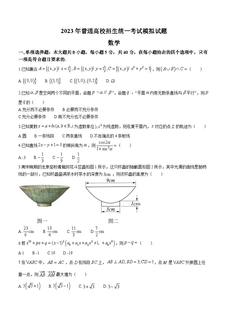 辽宁省锦州市2023届高三质量监测数学试题（最后一模）(无答案)01