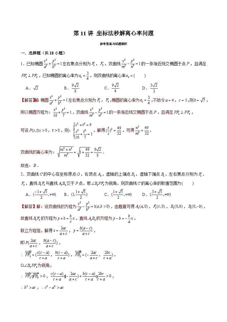 2024届高考数学-第11讲 坐标法秒解离心率问题（解析版）第1页
