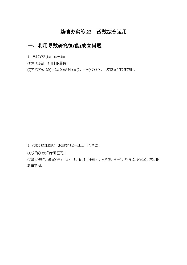 2024届高三数学一轮复习基础夯实练22：函数综合运用第1页
