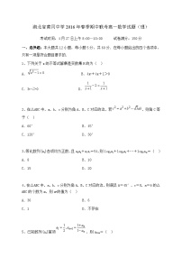 湖北省黄冈市黄冈中学2015-2016学年高一下学期期中考试数学（理）试题