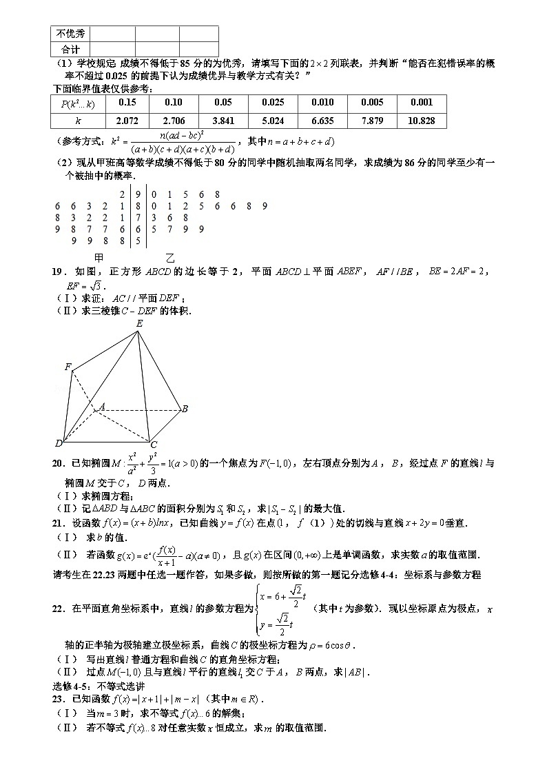 211.2017年甘肃省兰州市西北师大附中高考数学四诊试卷（文科）第3页