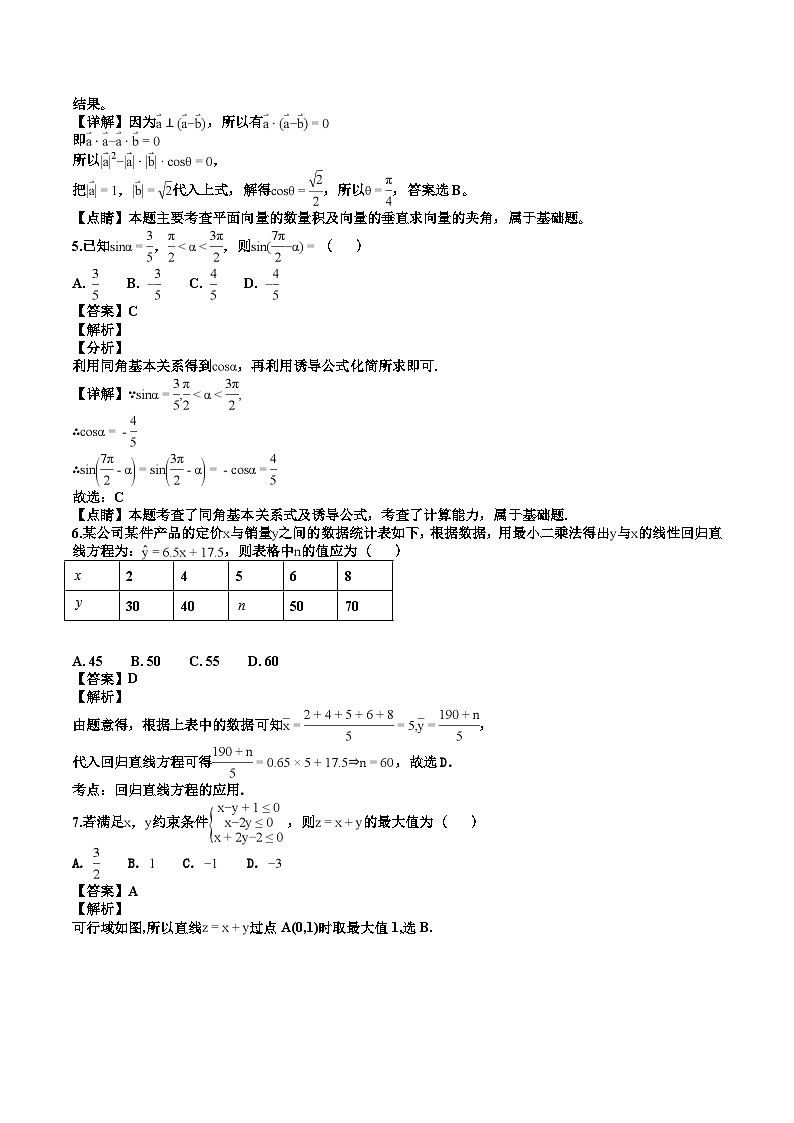 甘肃省师大附中2018-2019学年上学期高三期中模拟文科数学试卷（解析版）(www.xue-ba.org学霸网)02