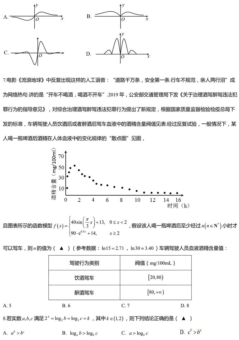 江苏省泰州市2021届届高三上学期期中考试数学试题 PDF版含答案第2页