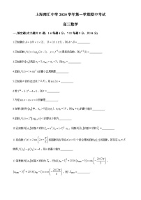 上海市南汇中学2021届高三上学期期中考试数学试题 Word版含答案