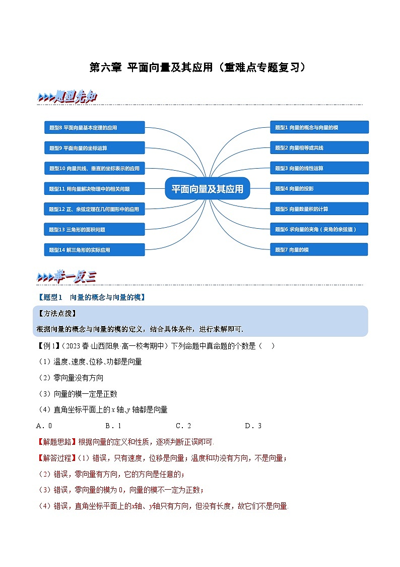第六章 平面向量及其应用——2022-2023学年高一数学期末复习重难点专项学案+期末模拟卷（人教A版2019必修第二册）01