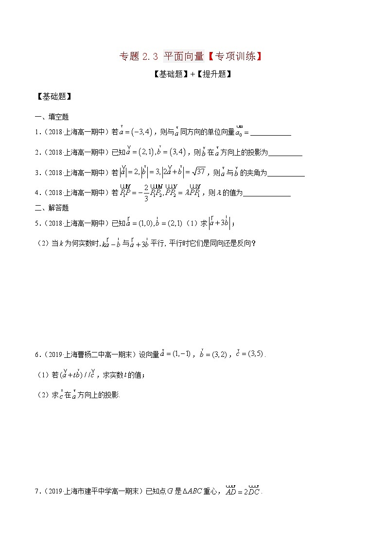 专题2.3 平面向量（专题练习）原卷版第1页