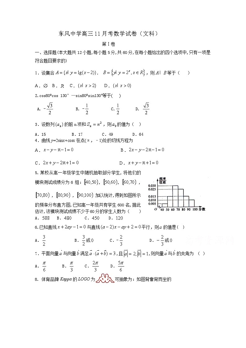 四川阆中东风中学2021届高三11月月考数学（文）试卷 Word版含答案第1页