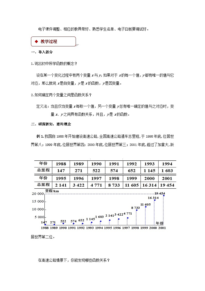 《生活中的变量关系》教学设计【高中数学必修1（北师大版）】02