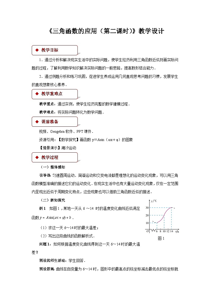 《三角函数的应用（第二课时）》示范公开课教学设计【高中数学人教版】01