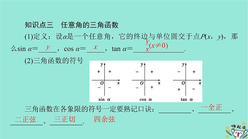 新教材适用2024版高考数学一轮总复习第4章三角函数解三角形第1讲任意角和蝗制及任意角的三角函数课件08