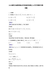 2020届四川省绵阳南山中学实验学校高三10月月考数学（理）试题（解析版）