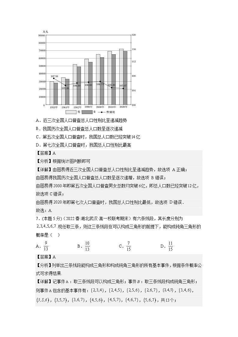 备战2022-2023学年湖北高一（下）学期期末数学仿真卷（一）第3页