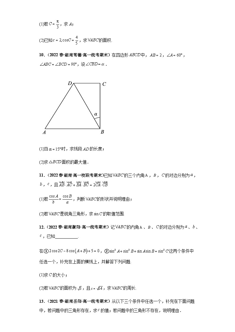 期末专题06 解三角形大题综合-【备战期末必刷真题】高一下学期期末考试真题必刷满分训练（新高考湖南专用）原卷版第3页