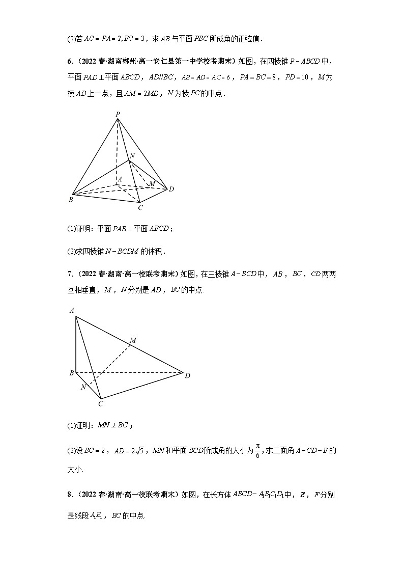 期末专题09 立体几何大题综合-【备战期末必刷真题】高一下学期期末考试真题必刷满分训练（新高考湖南专用）原卷版第3页