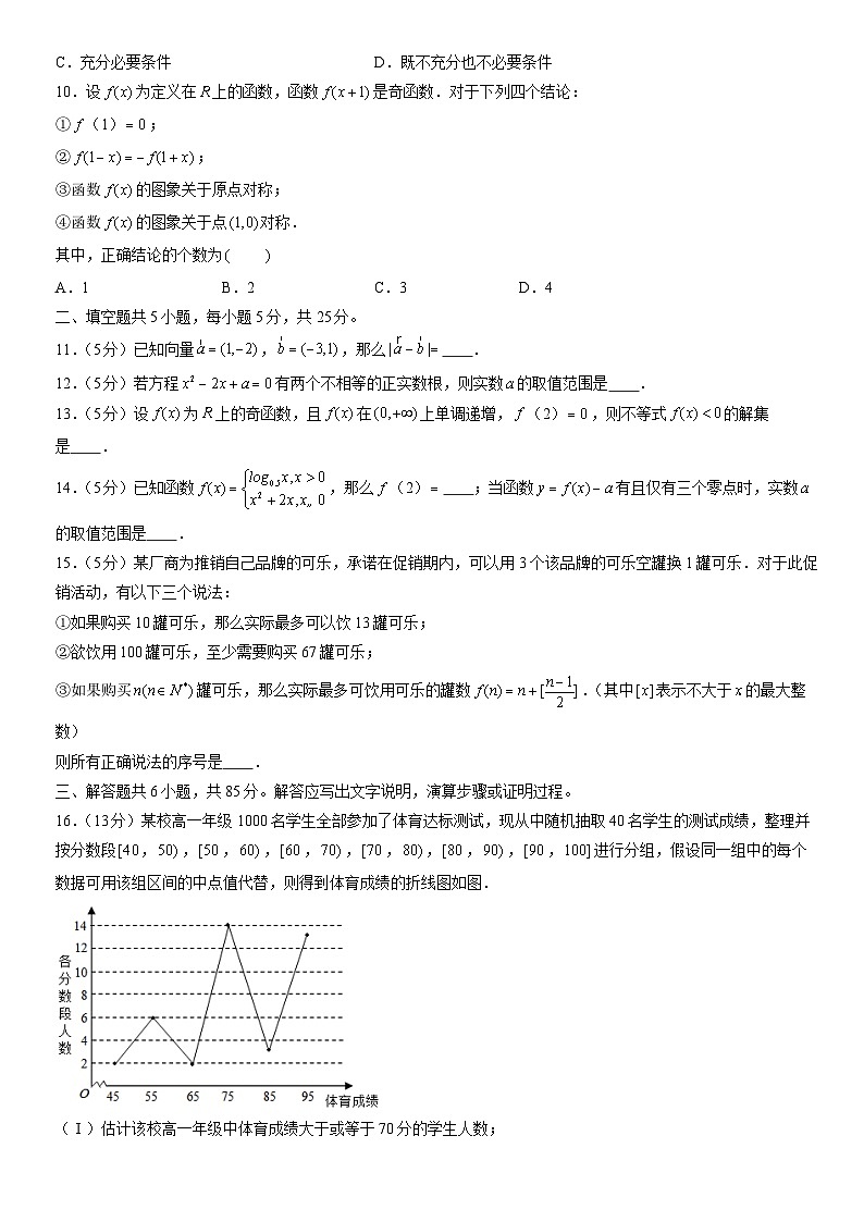 2021北京西城高一（上）期末数学（教师版）第2页