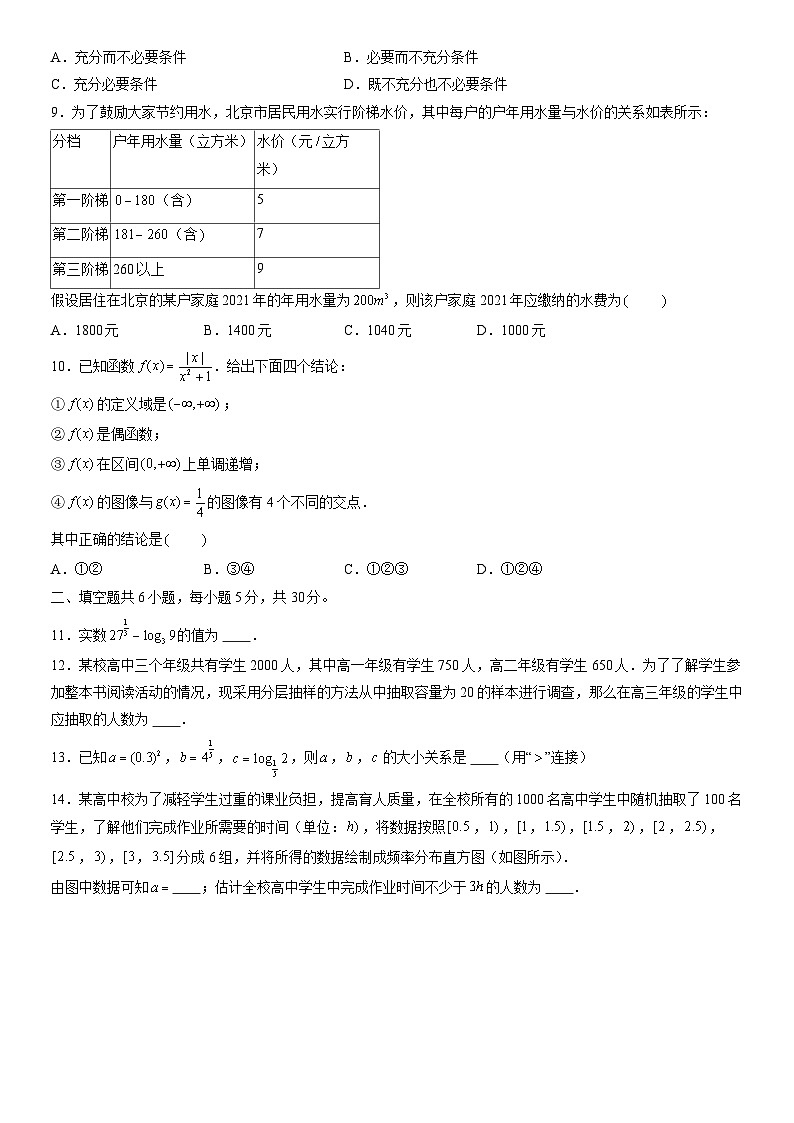 2022北京昌平高一（上）期末数学（教师版）第2页