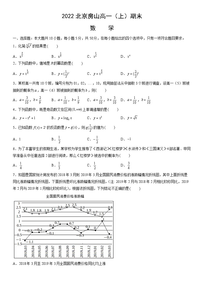 2022北京房山高一（上）期末数学（教师版）第1页