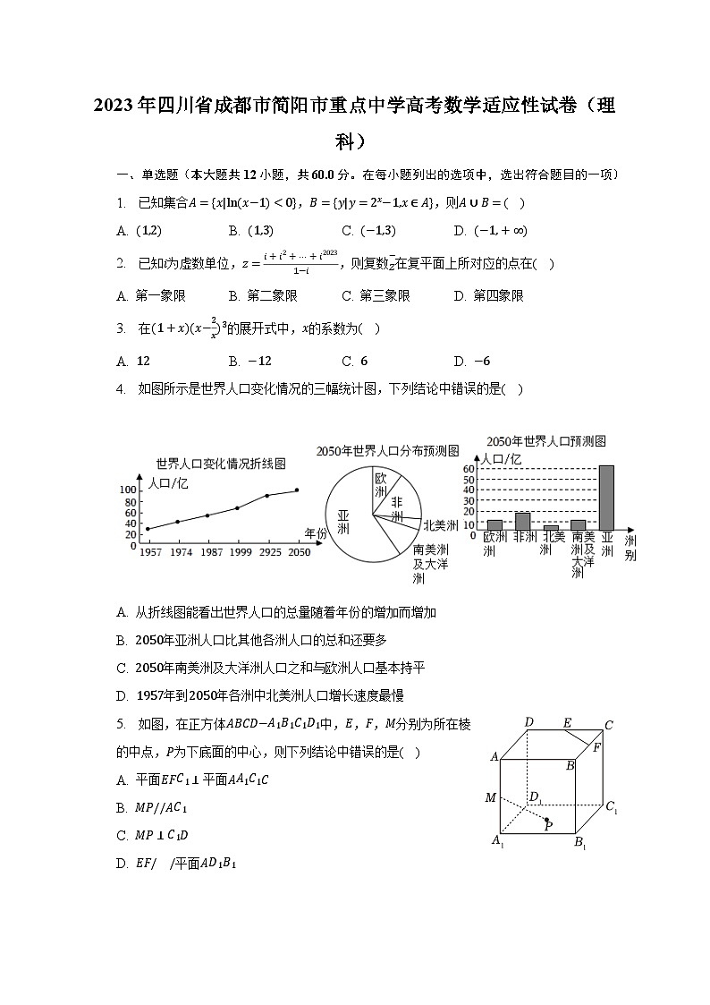 2023年四川省成都市简阳市重点中学高考数学适应性试卷（理科）第1页